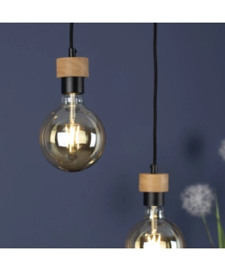 LAMPADARIO 4 LUCI "CLARTINA" METALLO E LEGNO, E27